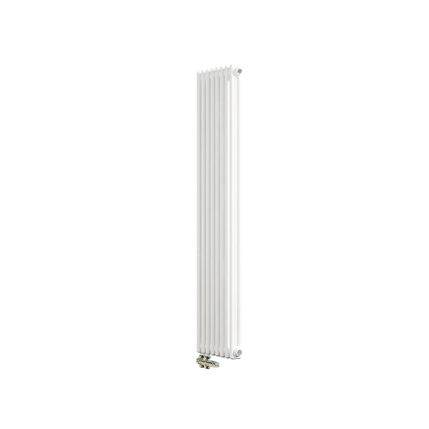 AICA Traditioneller Heizkörper 1500 x 380 mm Gusseisenstil 2 Spalten mit Seitenanschluss Weiß 970W