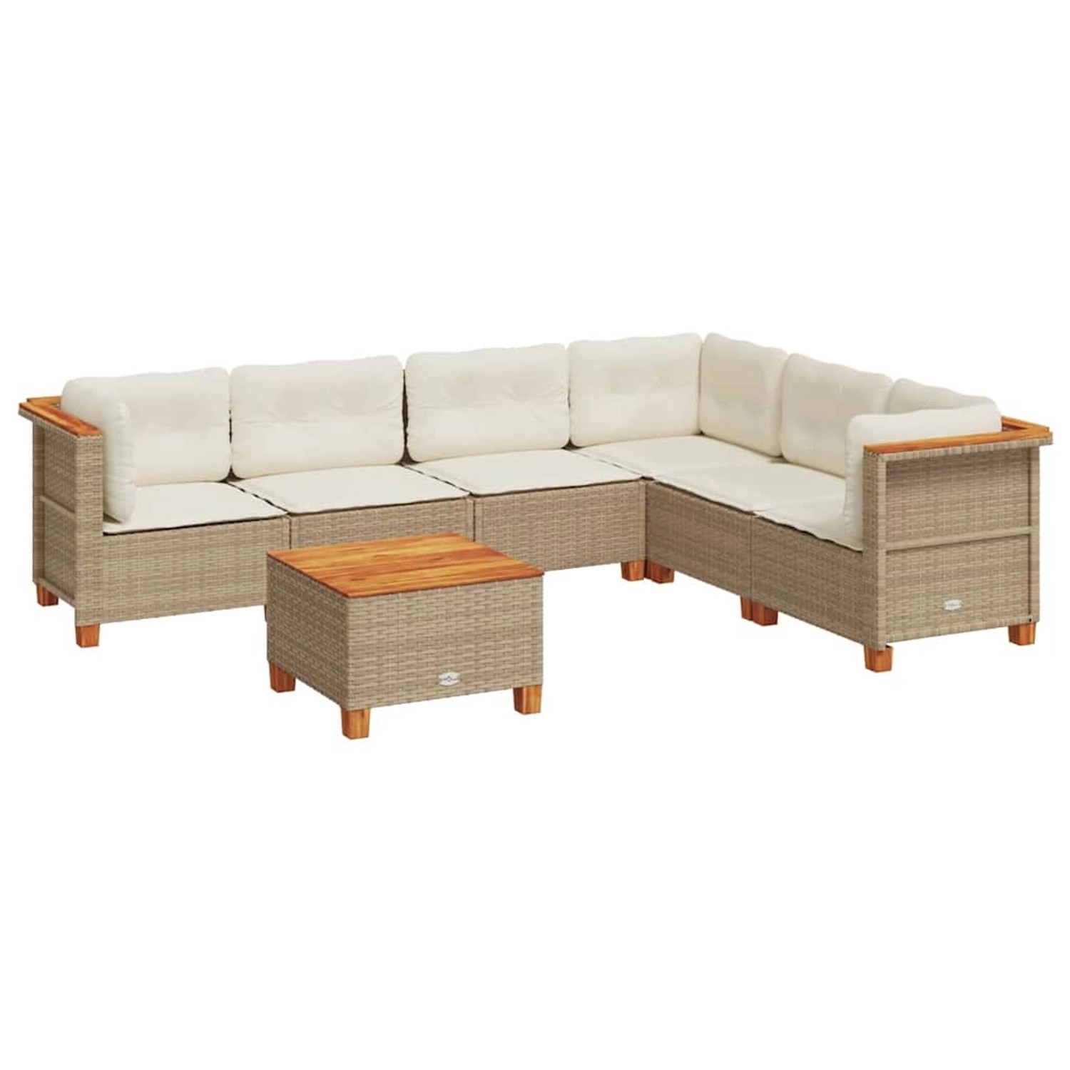 vidaXL 7-Tlg Garten-Sofagarnitur mit Kissen Beige Poly Rattan 3261865 günstig online kaufen