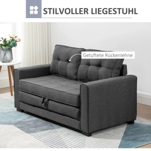 HOMCOM Schlafsofa 2-Sitzer mit Schlaffunktion 147,5 x 75 x 85 cm
