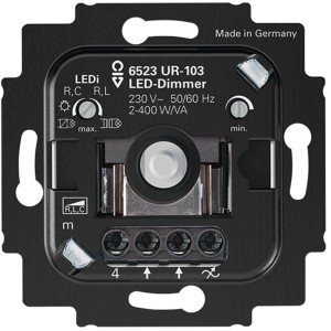 Busch-Jaeger Drehdimmer LED, 2-400W, Schwarz, Detailansicht der Rückseite.