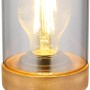 Globo Design-Tischlampe Finca, schwarz-matt mit Rauchglas, 20,5 cm hoch.