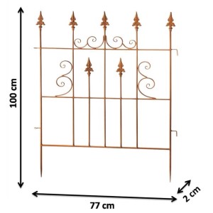 Kobolo Gartenstecker PALISADE Zaun Zaunfeld Rankhilfe Rostoptik 77x100 cm