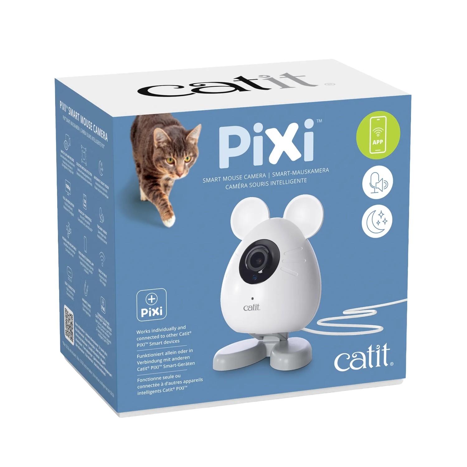 Catit Smart-Kamera Maus Pixi für Katzen, in Mausform, mit Verpackung.