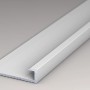 Silbernes Kronoflooring C-Profil aus Aluminium für Rock the Wall Wandpaneele, 265 cm lang.