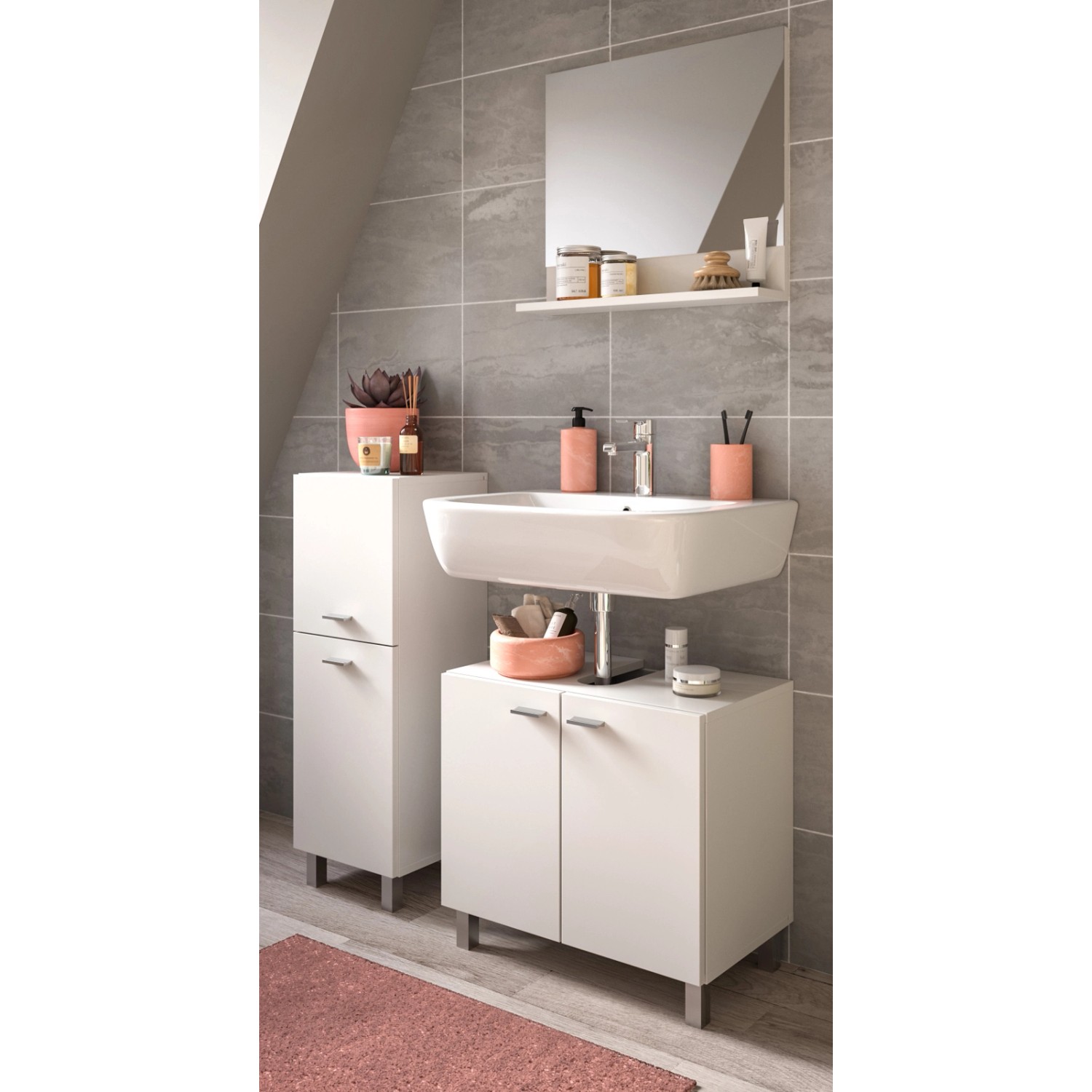 Inn.Furn Badmöbel-Set Weiß Hängend oder Stehend 3-teilig 100 cm Lowell günstig online kaufen