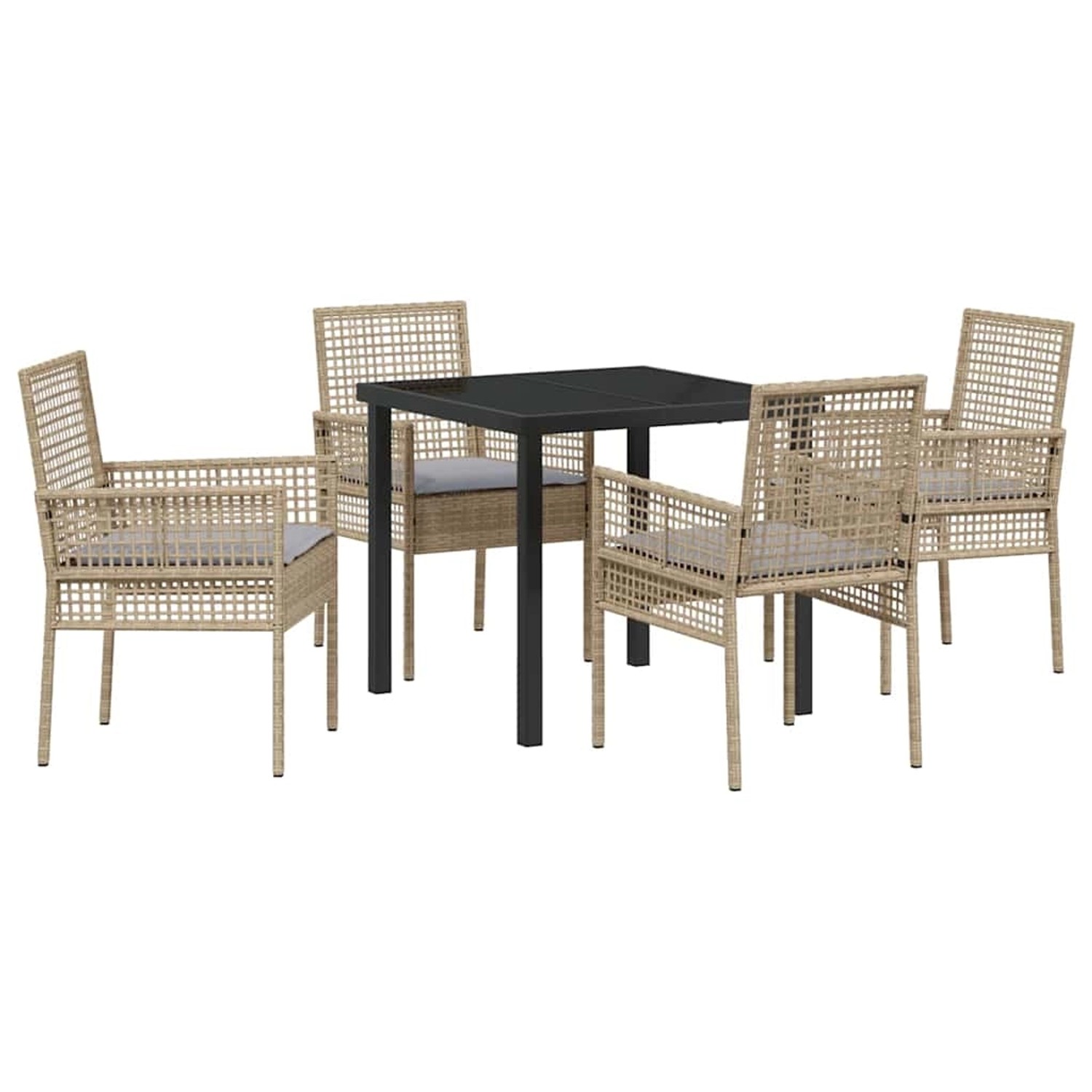 vidaXL 5-Teilige Garten-Essgruppe mit Kissen Beige Poly Rattan 3379885 günstig online kaufen