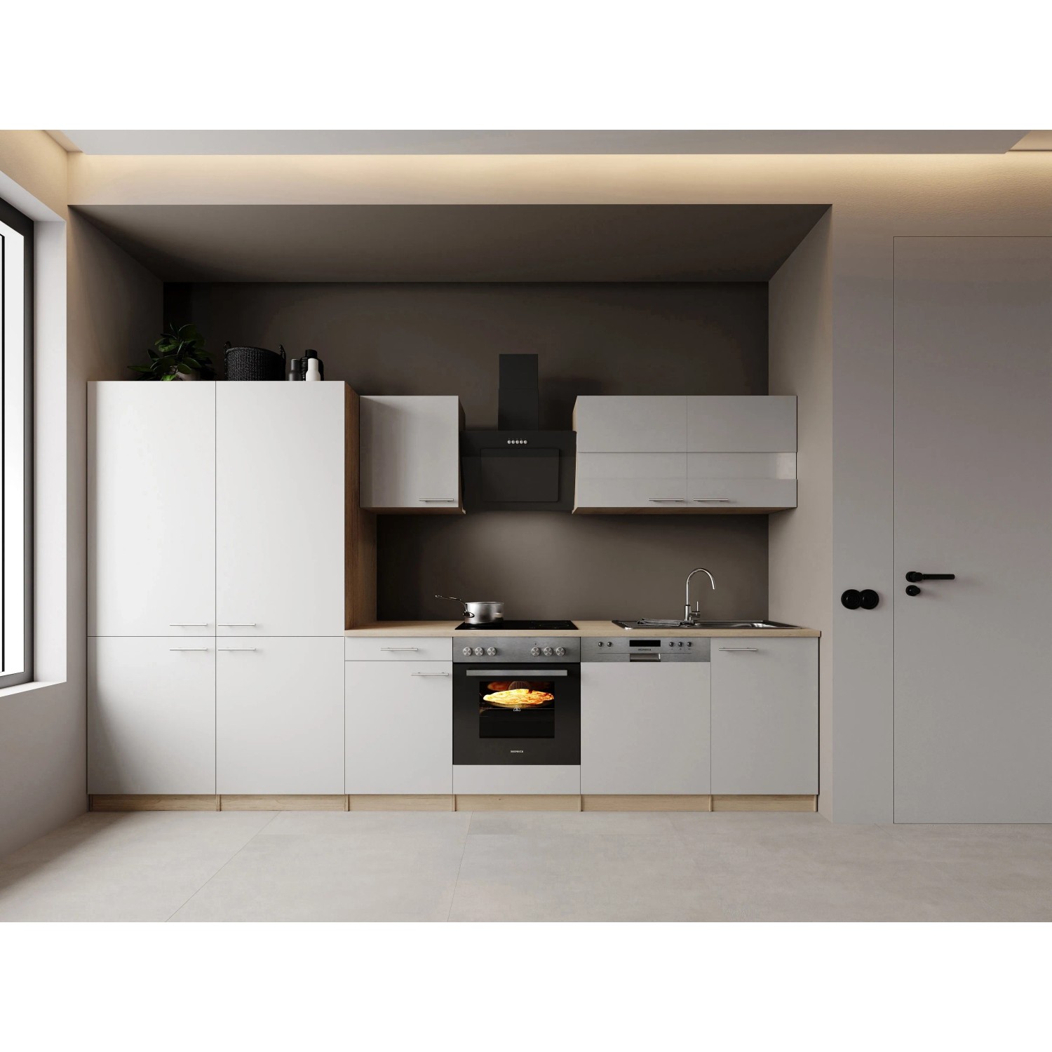 Respekta Merle Küchenblock 340 cm French Door Optik Weiß