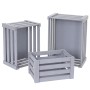 MCW Holzkiste C56 3er-Set, grau im Shabby-Look. Aufbewahrungsboxen in verschiedenen Größen.
