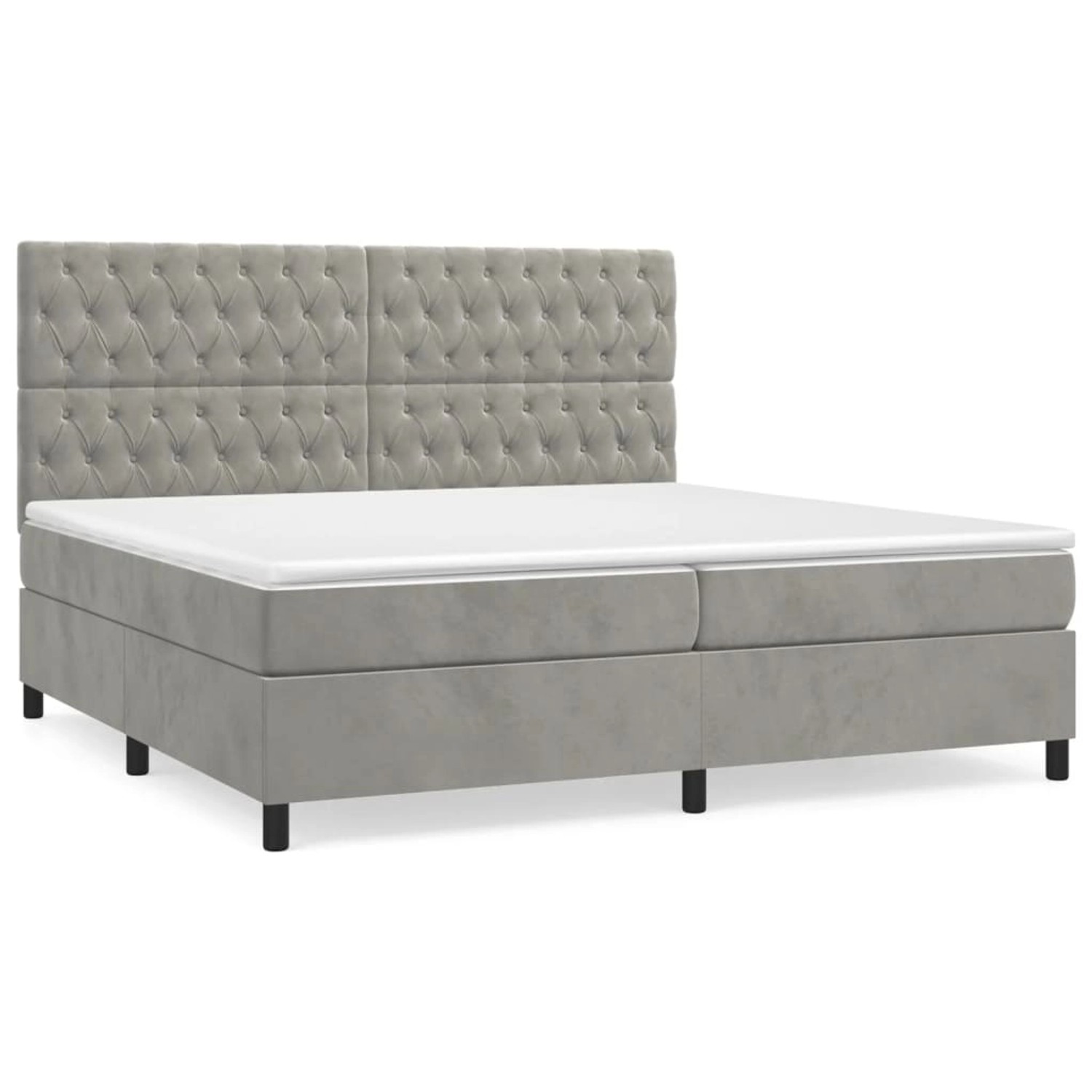 vidaXL Boxspringbett mit Matratze Hellgrau 200x200 cm Samt 3143223 günstig online kaufen