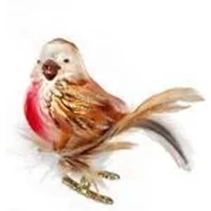 Inge`s Christmas Decor GmbH Christbaumschmuck Glas Rotkehlchen 7 cm Kupfer Braun Rot