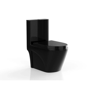 Schwarzes Stand-WC Nagilam aus glänzender Keramik. Modernes Design für Ihr Badezimmer.