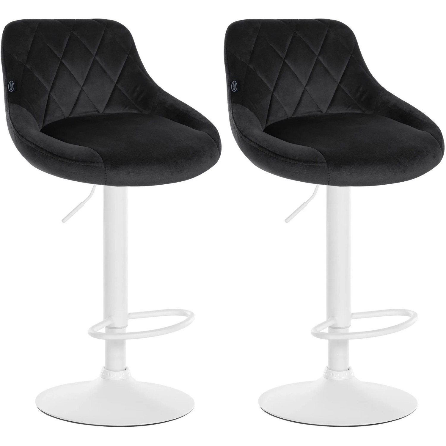 CLP 2er Set Barhocker Lazio Samt Schwarz/Weiß