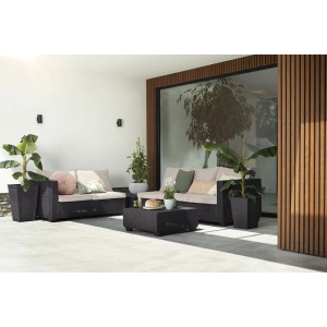 Allibert Salta Gartenmöbel Set mit Sofa, Tisch in Rattanoptik. Wetterfest, ideal für Terrasse und Garten.