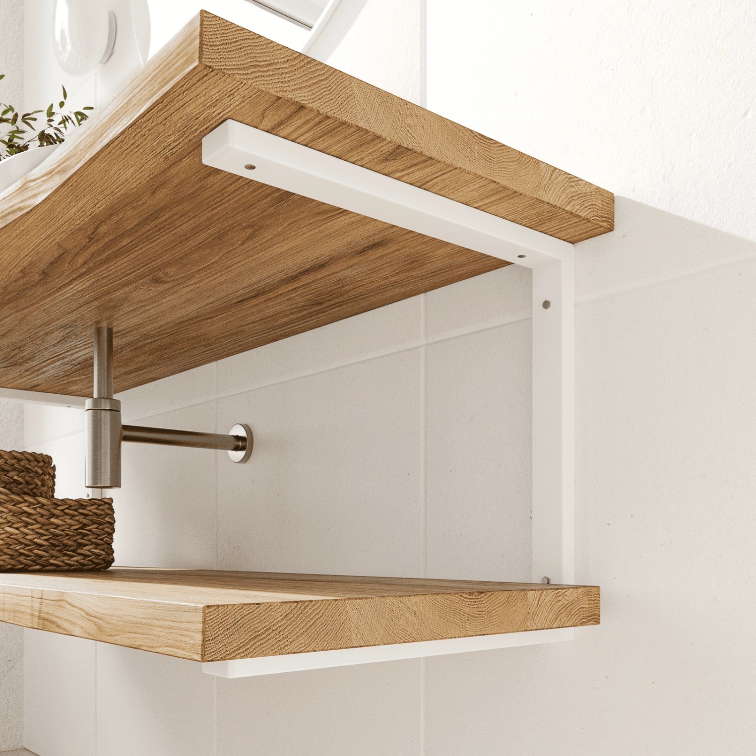 HEVVA Waschtischhalterung LAHN 45 cm Tief 2er Set Weiß_3