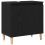 vidaXL Waschbeckenunterschrank in Schwarz Eichen-Optik, 58x33x60 cm mit Tür und Holzfüßen.