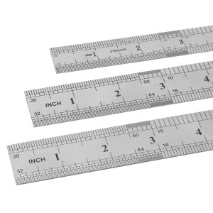 Sintron Stahllineal Set, 3 Lineale (15, 20, 30 cm) mit Zentimeter- und Zollskala.