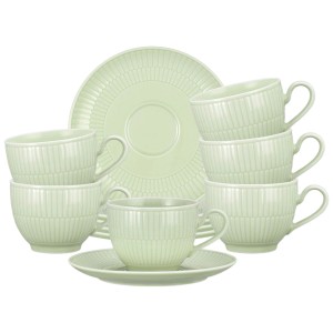 Seltmann Weiden Amina Kaffeetassen-Set mit Untertassen, 6-teilig, Seladonfarben.