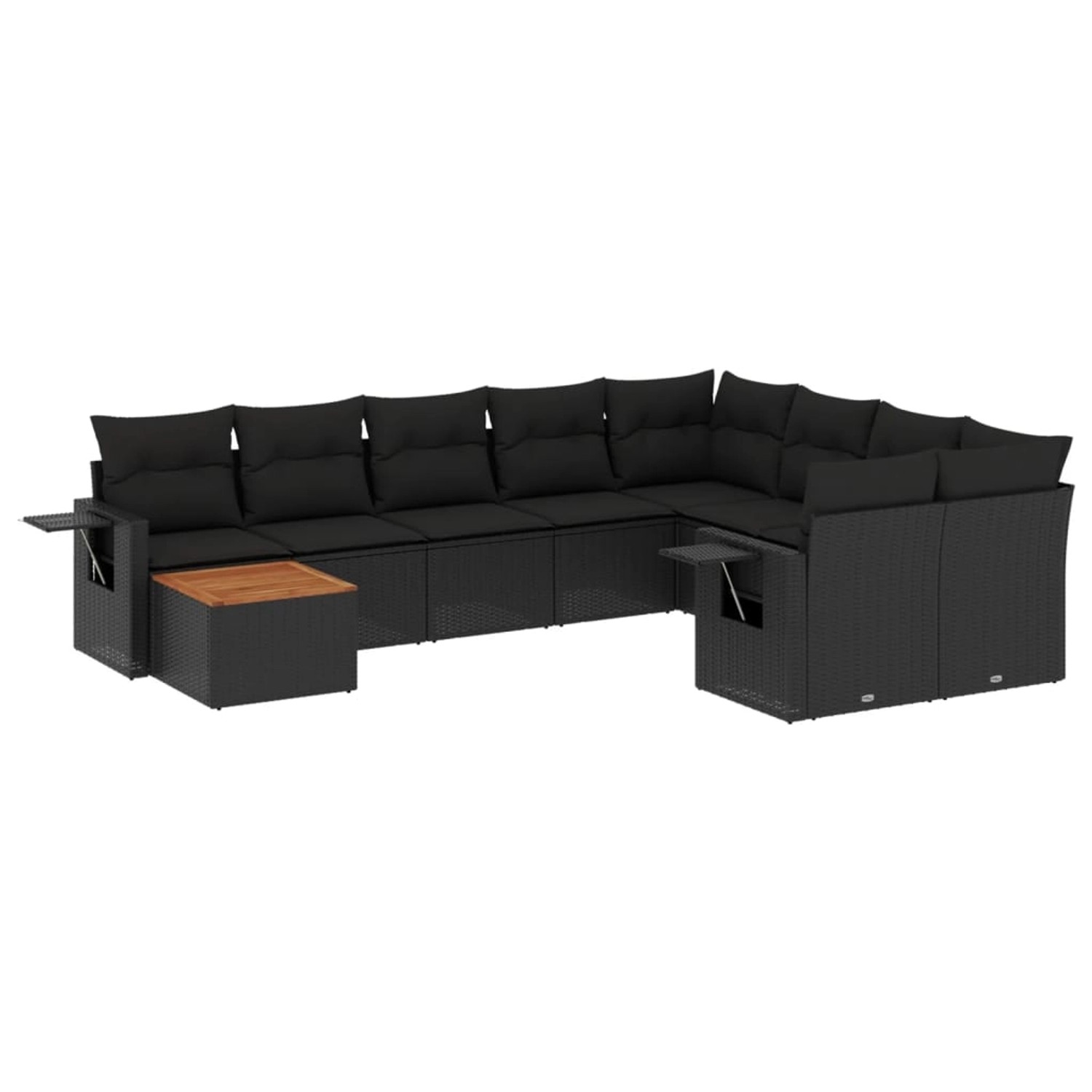 vidaXL 10-Tlg Garten-Sofagarnitur mit Kissen Schwarz Poly Rattan 3257056 günstig online kaufen