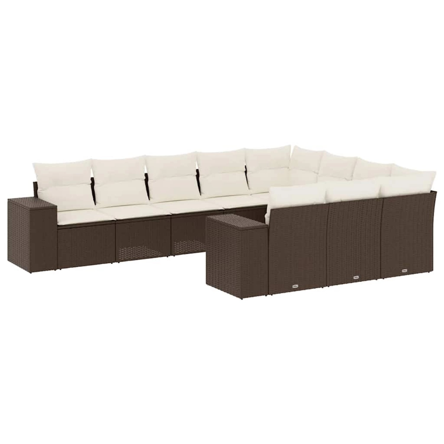 vidaXL 10-Tlg Garten-Sofagarnitur mit Kissen Braun Poly Rattan 3223092 günstig online kaufen