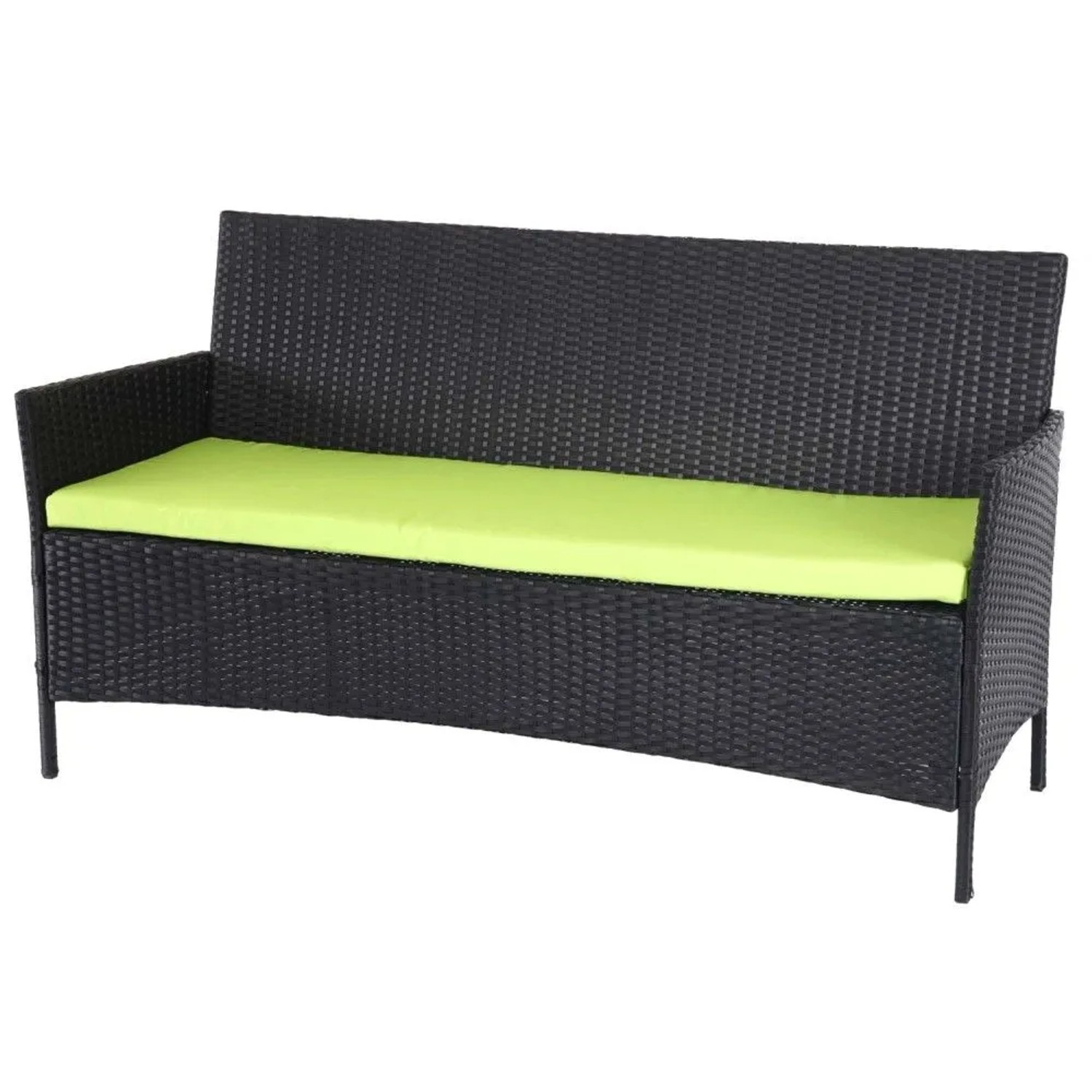 MCW 3-Sitzer Poly-Rattan Gartenbank Hamar Anthrazit Kissen Grün