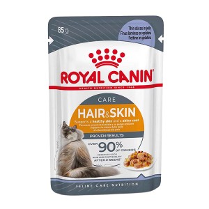 Royal Canin Hair & Skin Care Katzennassfutter im 85g-Beutel für gesundes Fell.