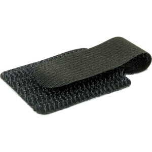 Schwarzer Schwaiger Klett-Wandclip zur Kabelbefestigung und -ordnung.