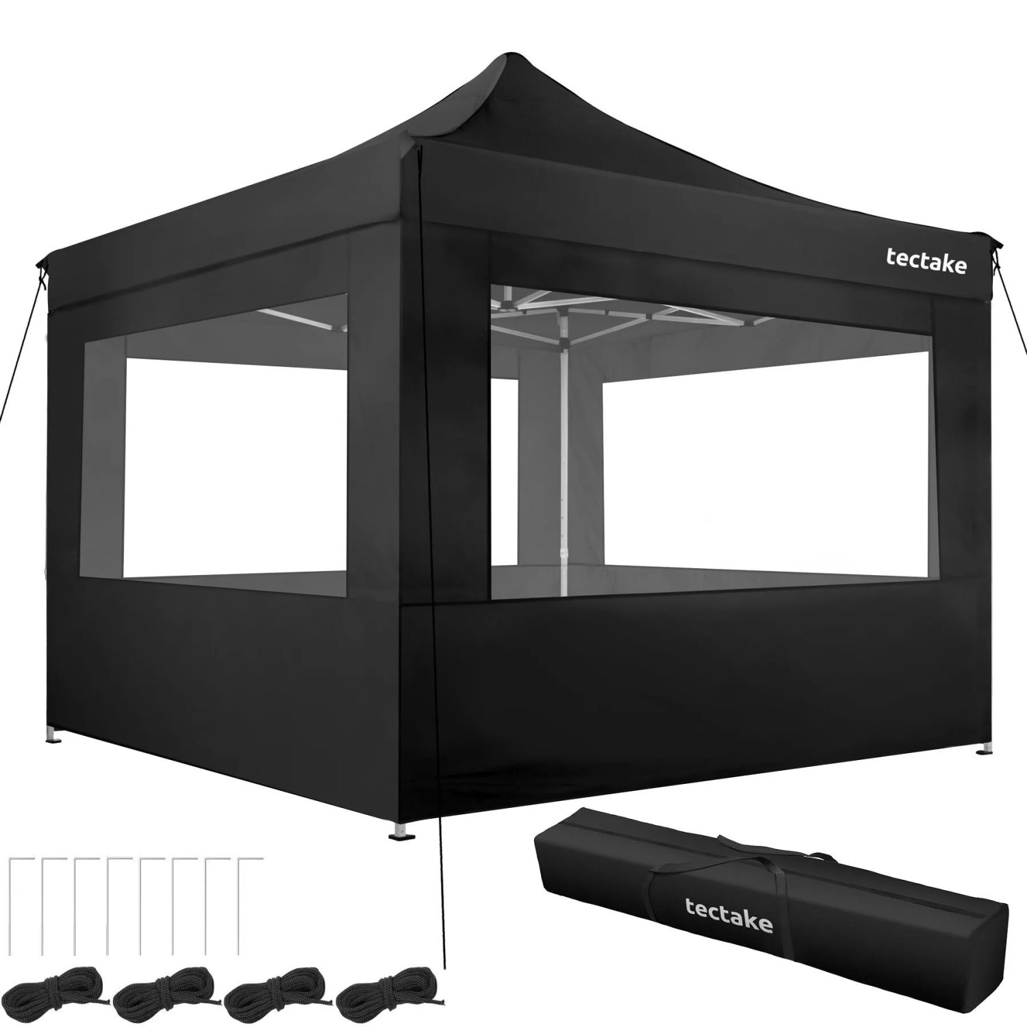 Tectake Aluminium Pavillon Olivia 3 x 3 M Wasserdicht  300 x 300 x 280 cm Schwarz