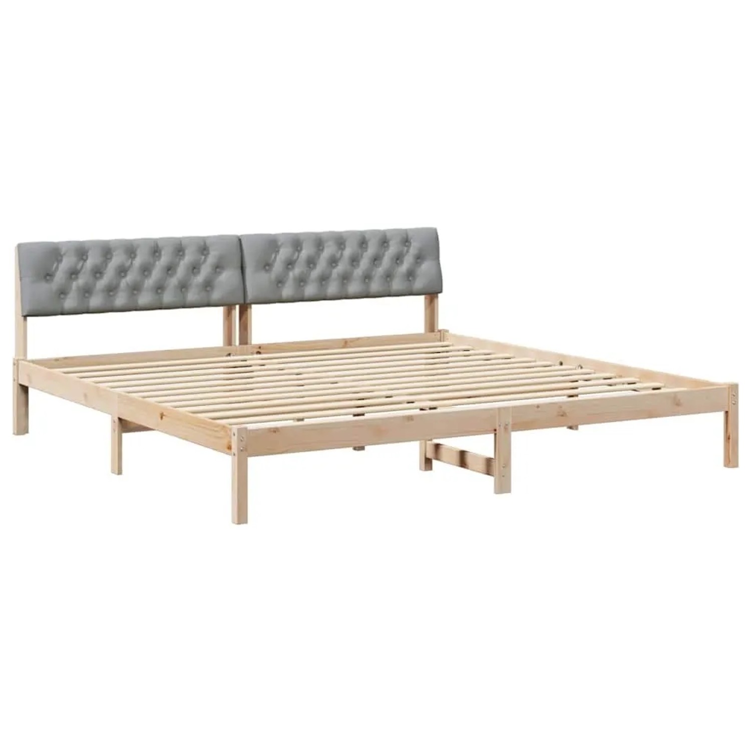 vidaXL Bettgestell Braun und Hellgrau 200 x 200 cm Massivholz Kiefer 339433 günstig online kaufen