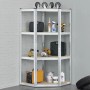 Eckregal Corner Easy mit vier Böden aus MDF-Holz und verzinktem Metallrahmen, beladen mit Werkzeugen.