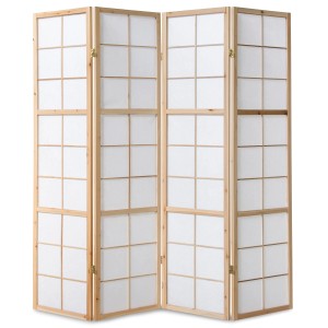 Homestyle4u 4-tlg. Paravent Shoji in Braun 176x175 cm 167