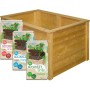 Floragard Hochbeet-Set mit Holzrahmen und Erdsäcken für Grundfüllung, Kompost und Erde.