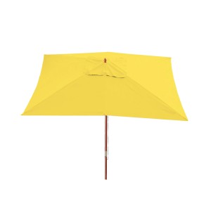 Gelber MCW Sonnenschirm Lissabon 3x4m mit Holzständer für Garten oder Terrasse.