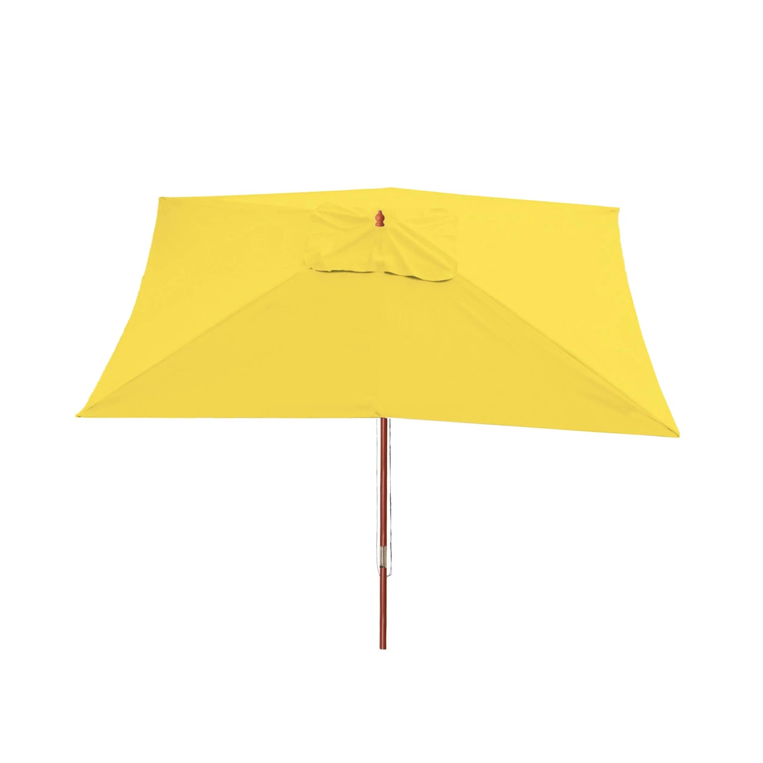 Gelber MCW Sonnenschirm Lissabon 3x4m mit Holzständer für Garten oder Terrasse.