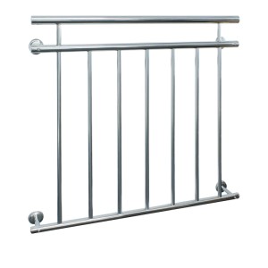 Glänzender, silberner ECD Germany Französischer Balkon 100x90 cm mit 7 Füllstäben.