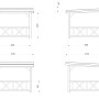 Technische Zeichnung Palmako Pavillon Lenna Set 301, 300x300 cm, tauchgrundiert, mit Maßen.