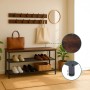 Relaxdays Schuhregal mit Garderobe Set. Schwarzes Metall, dunkelbraune MDF-Ablage, 2 Hakenleisten im Industrial-Style für Flur.