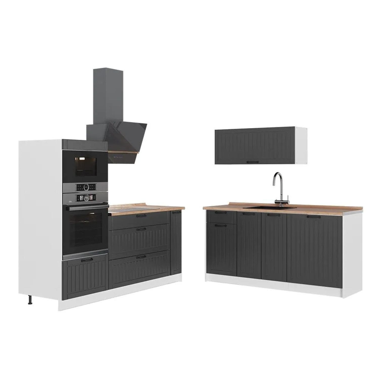 Vicco Küchenzeile Fame-Line Dunkelgrau/Weiß 340 x 154 AP Eiche Art Nr 63729