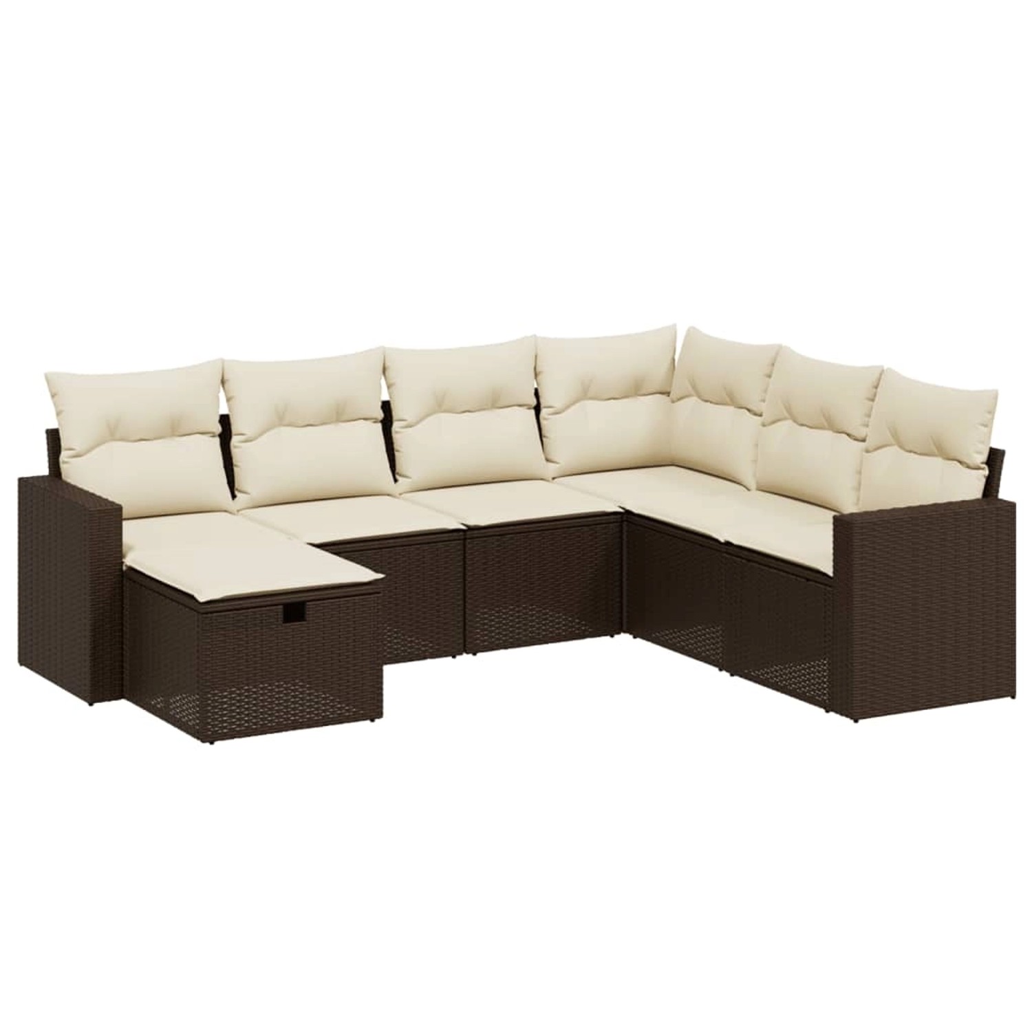 vidaXL 7-Tlg Garten-Sofagarnitur mit Kissen Braun Poly Rattan 3263529 günstig online kaufen