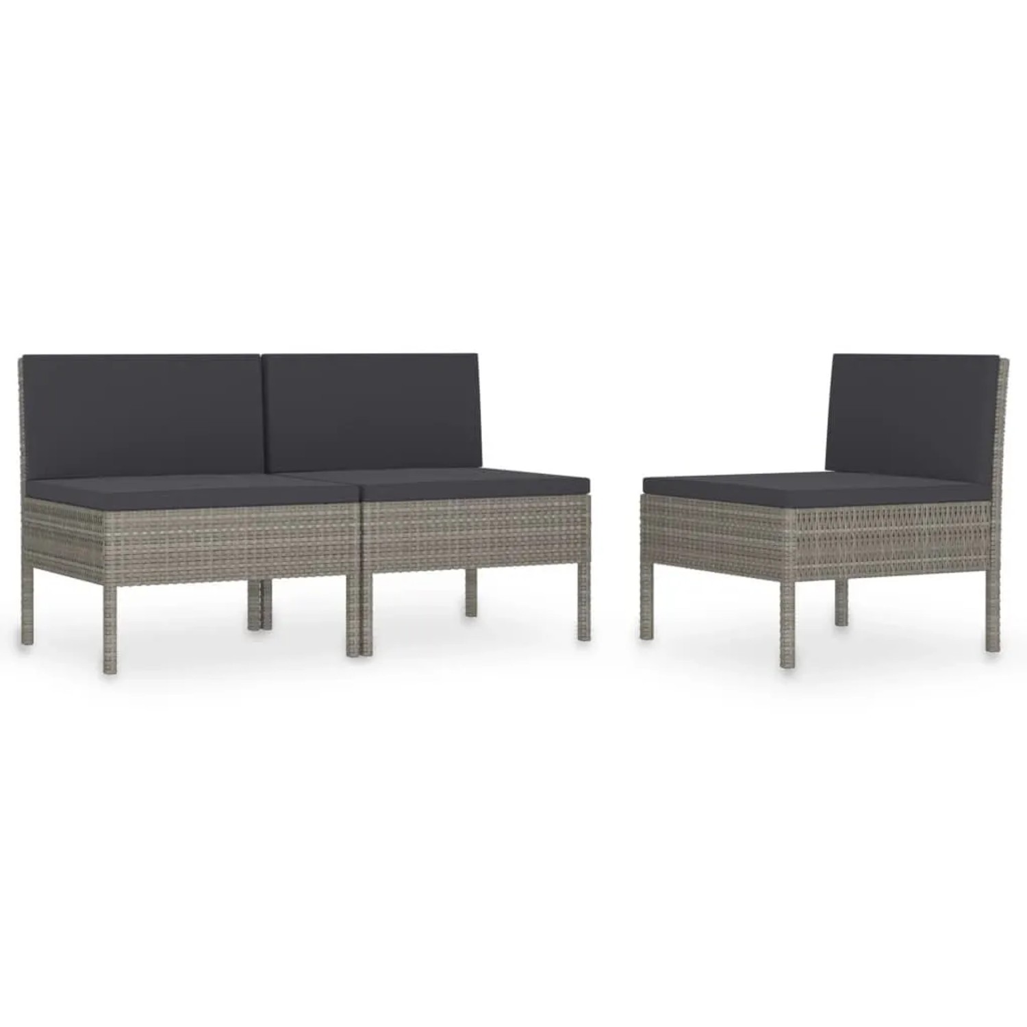 Furnicato Gartenstühle 3 Stk Mit Auflagen Poly Rattan Grau