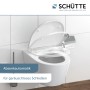 Schütte WC-Sitz Duroplast Magic Light mit Absenkautomatik auf weißer Toilette.