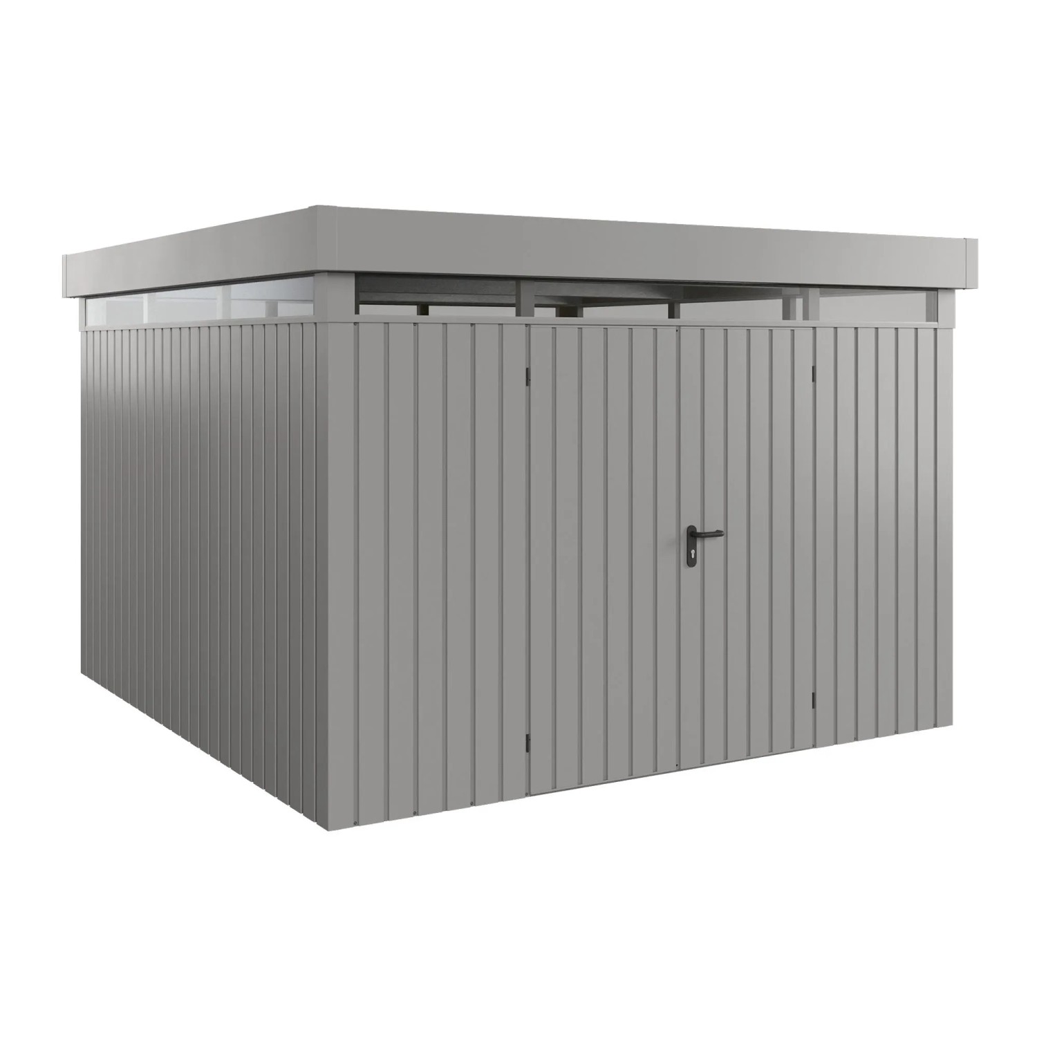 EcoStar Gerätehaus Euroline Flachdach Lichtband 325 cm x 325 cm Grau 2-flg.