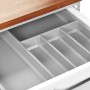 Grauer SOTECH ORGA-BOX VI Besteckeinsatz in offener Küchenschublade. Ideal für Besteck und Küchenorganisation.