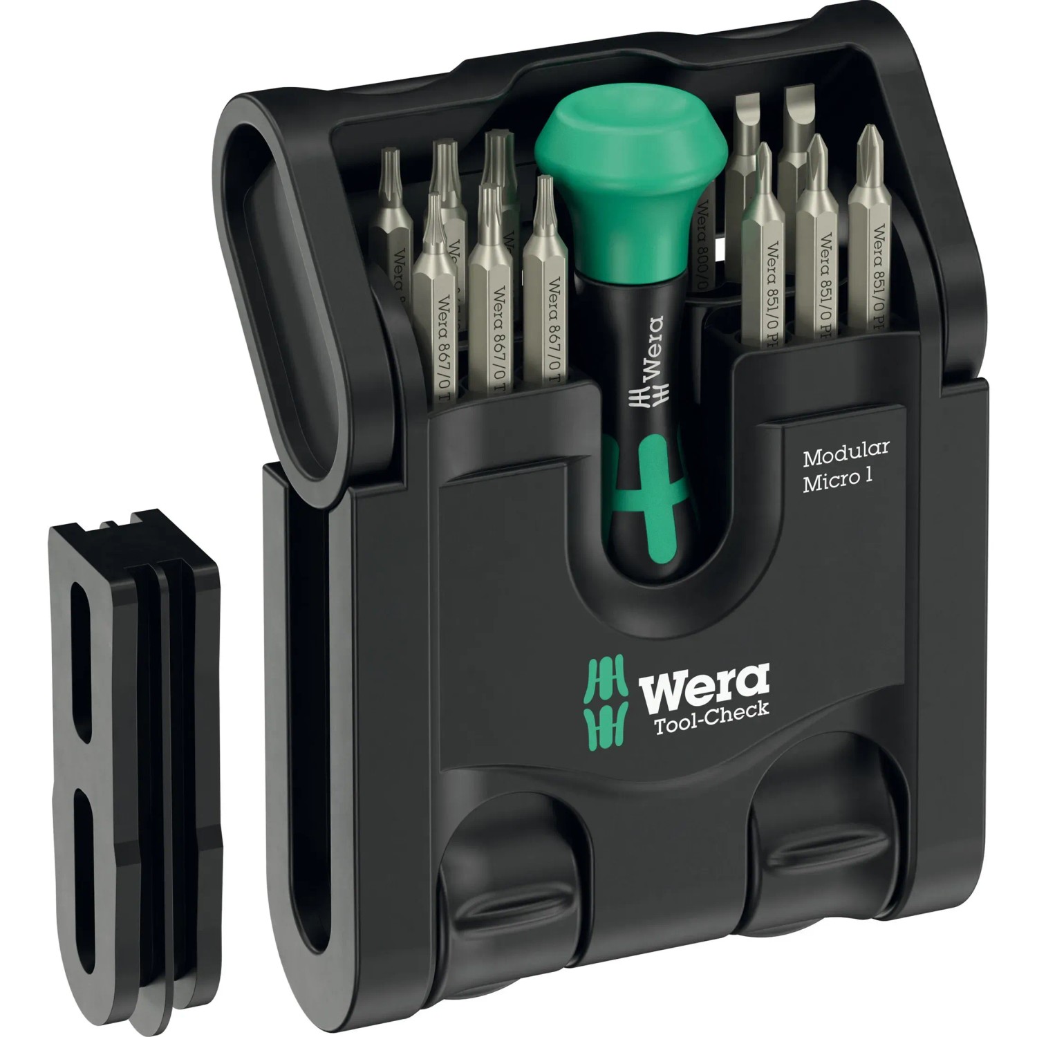 Wera Schraubendreher Tool-Check Modular Micro 1, 21-teilig, (Set), 21-teilig, für feinmechanische Verschraubungen, mit Adapter 9549