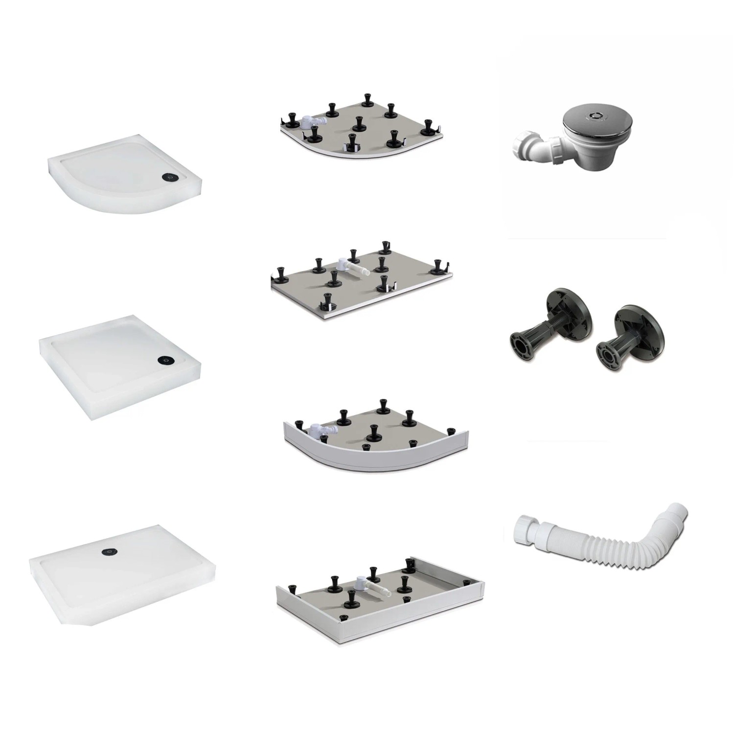 Duschparadies Badezimmer Set Zubehör Für Rechteck Duschtasse Duschwanne 90 x 70cm Armatur Schürze-Stellfüße