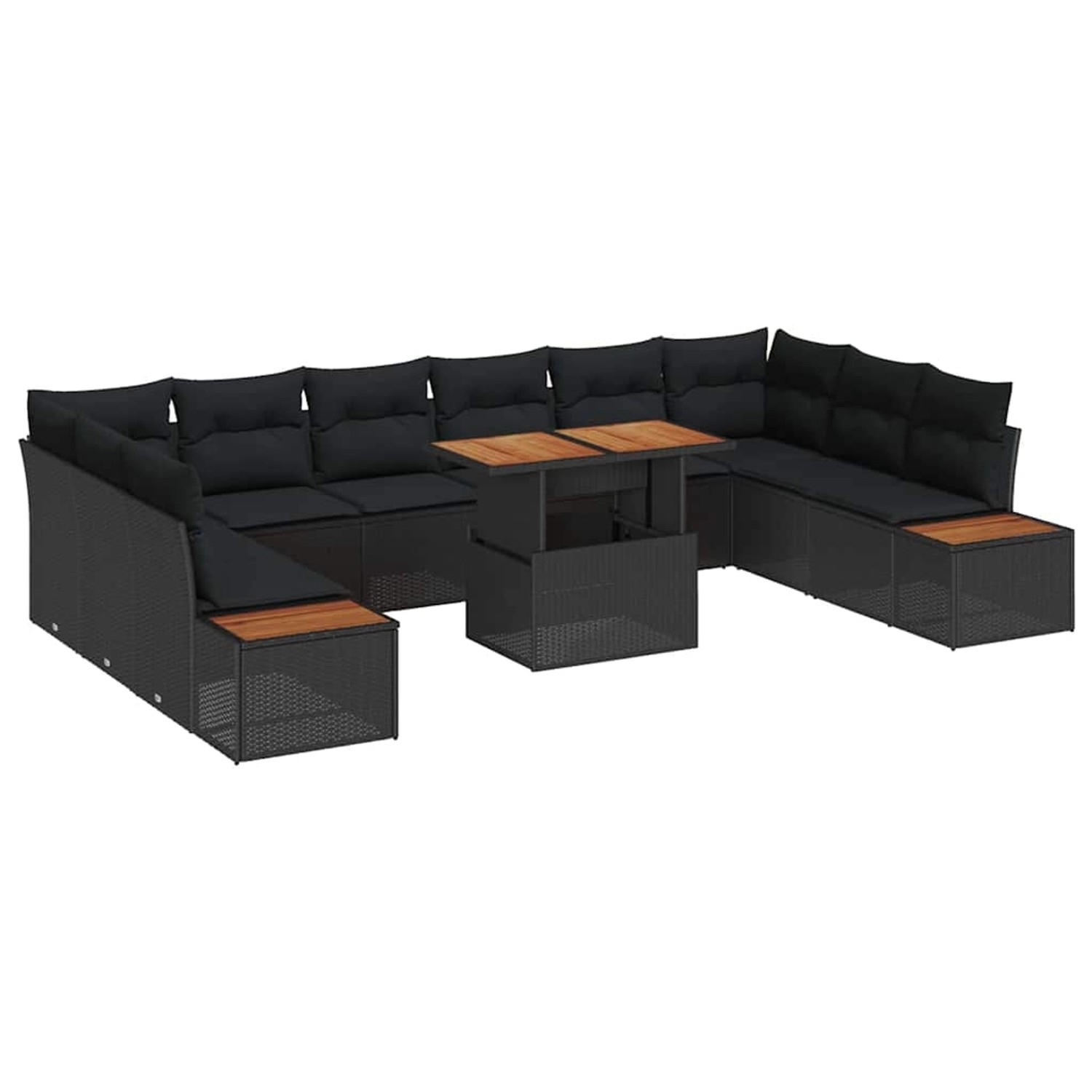 vidaXL Garten-Sofa-Set mit Speicher 11-Tlg Schwarz Poly Rattan 3358842 günstig online kaufen