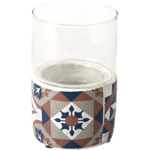 Esschert Design Windlicht mit portugiesischen Kacheln aus Beton und Glas.