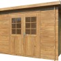 Braunes Palmako Gartenhaus Alice aus kesseldruckimprägniertem Holz mit Doppeltür.