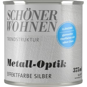 Schöner Wohnen Metall-Optik Effektfarbe in Silber, glänzend, 375ml Dose.