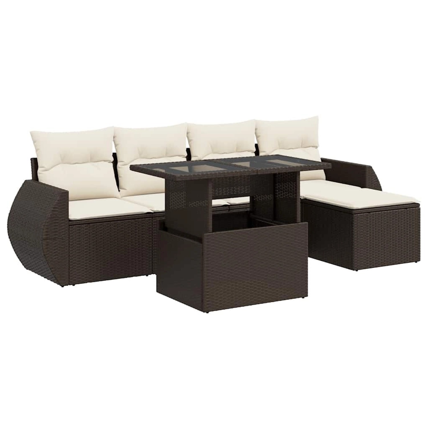 vidaXL 6-Tlg Garten-Sofagarnitur mit Kissen Braun Poly Rattan 3326624 günstig online kaufen
