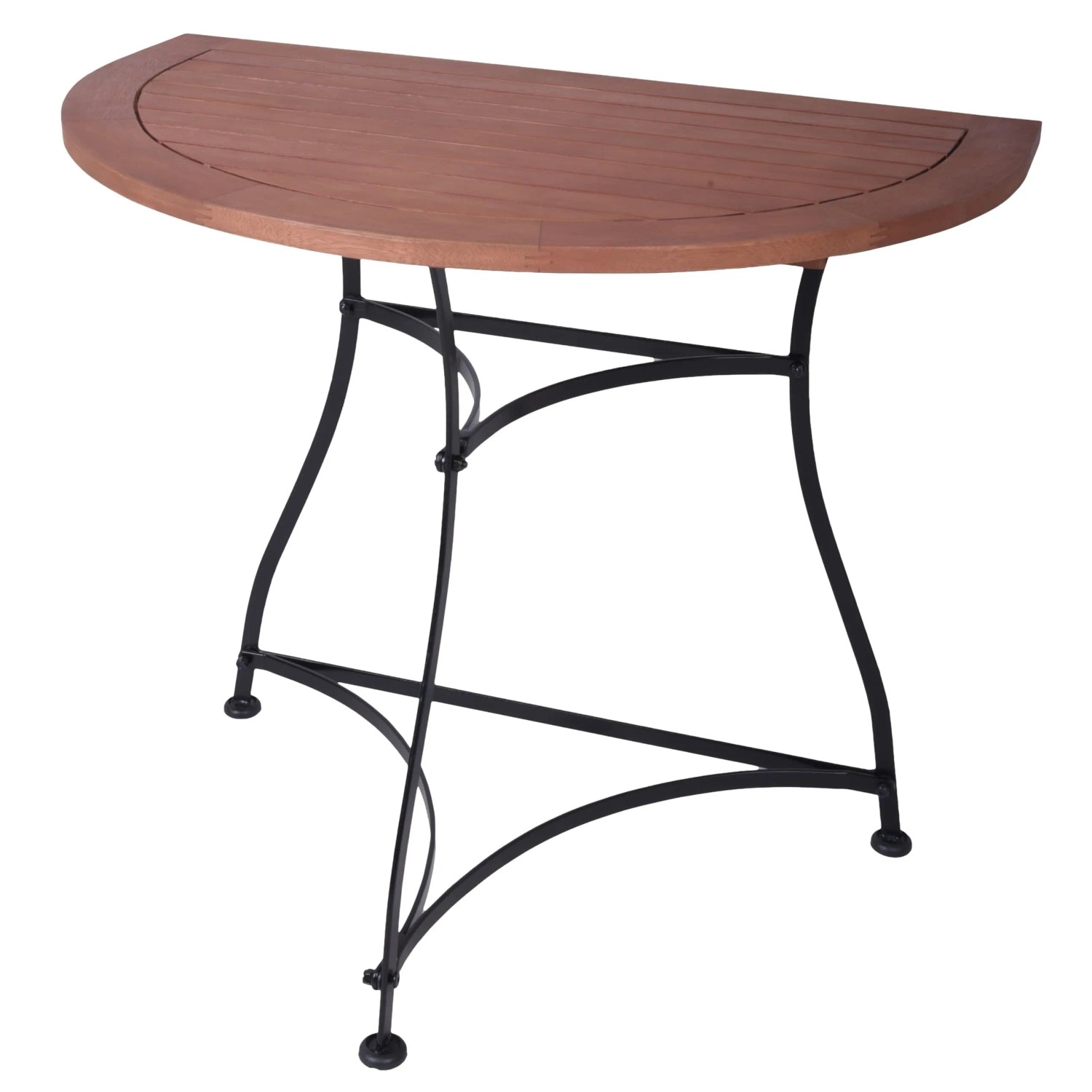 DELUKE Balkontisch EINAR Halbrund Eukalyptus Natürlich 54x85x74cm Gartentisch Balkon-Tisch Kleiner Tisch Terrassentisch ...